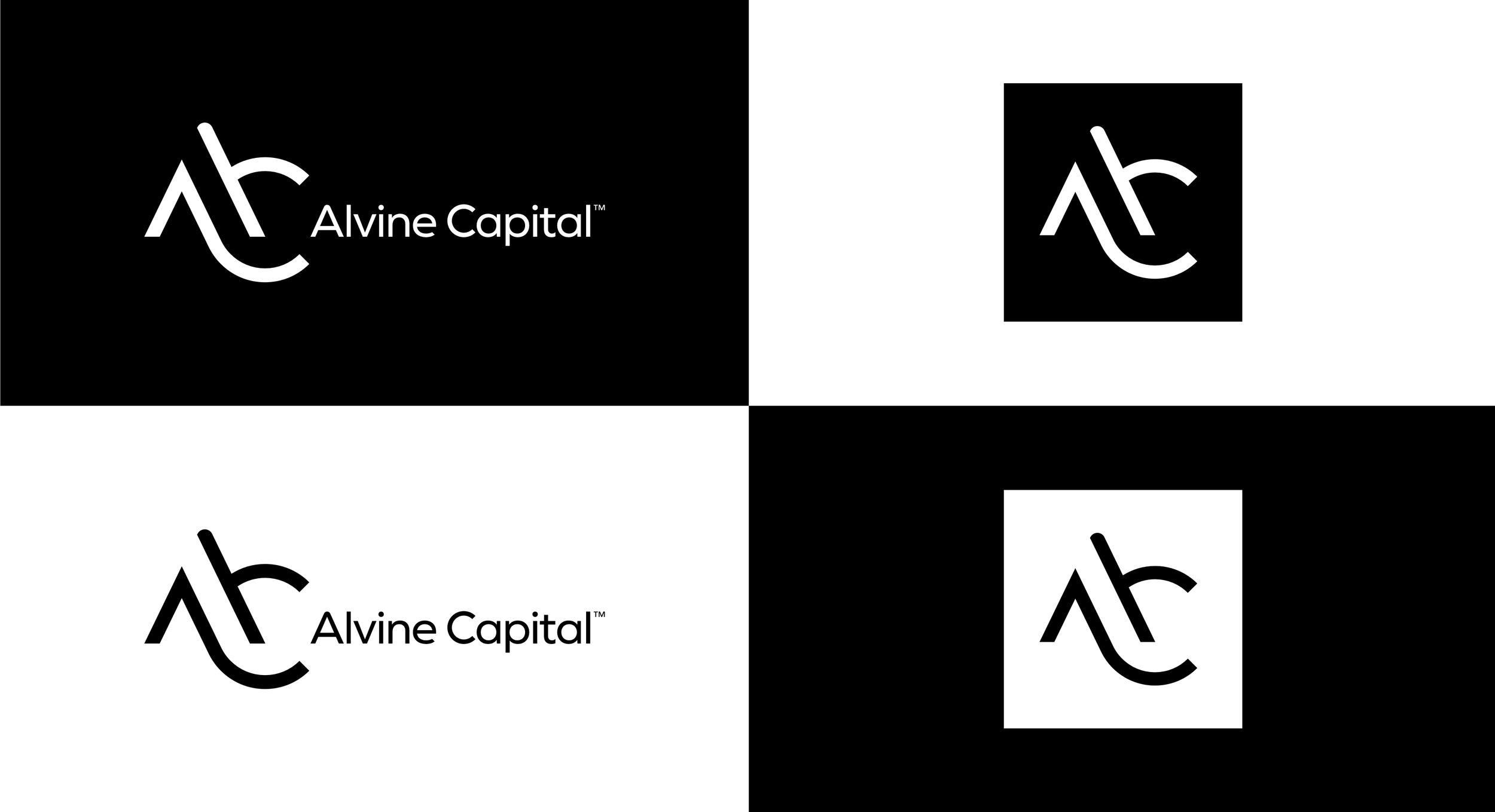 A collage of four black and white squares with the Alvin Capital logo, which features a stylized 'A' and 'C' intertwined, and the text 'Alvin Capital'.