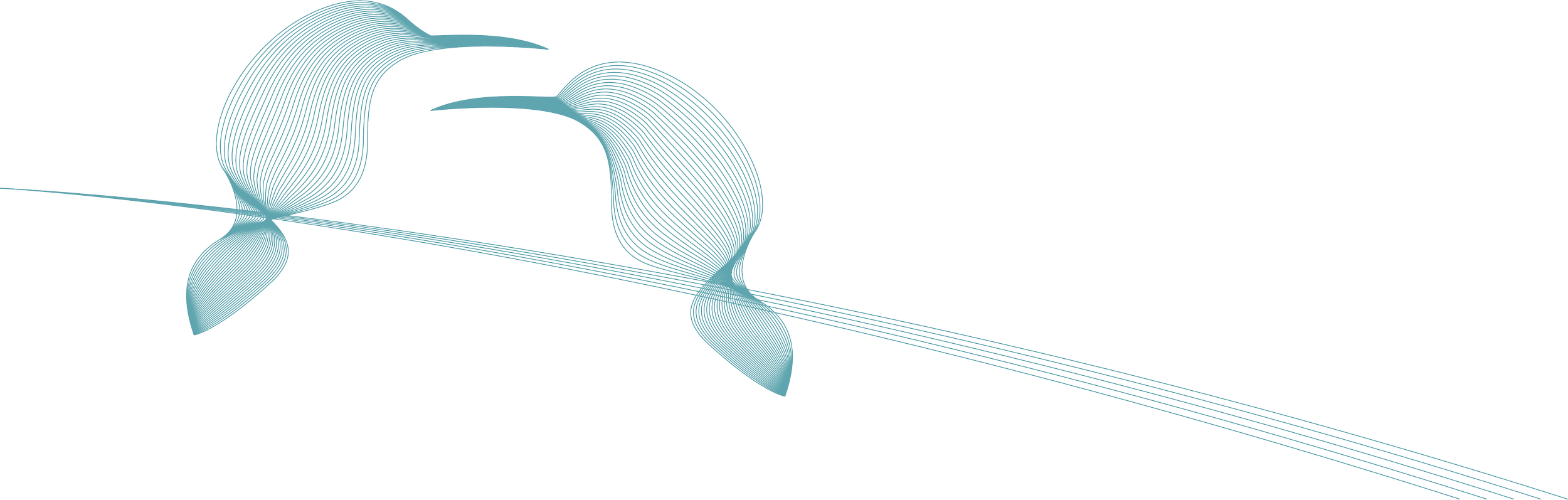 Abstract digital line art design with flowing curves and lines in light blue on a black background.