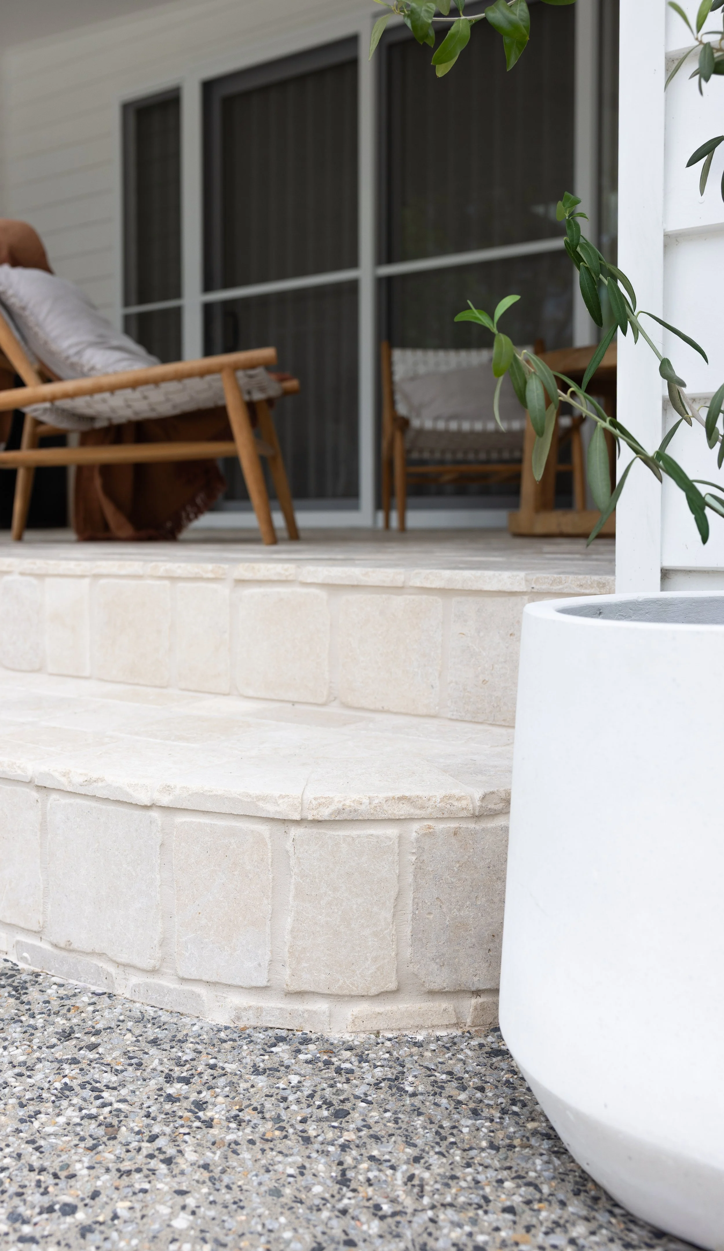 Stone detail tailing on the curved staircase.