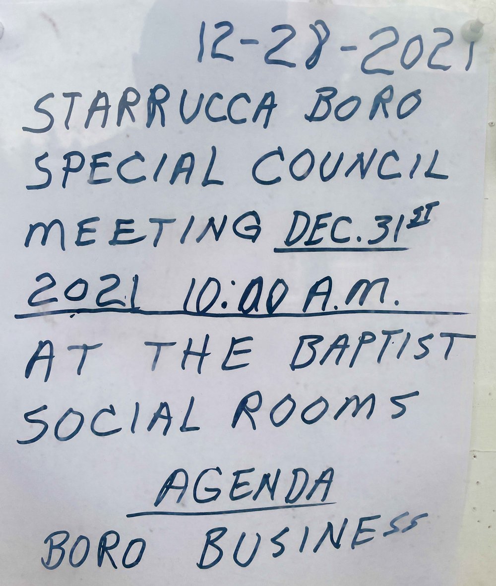 Special Council Meeting (2) Dec 31st 2021 — Starrucca, PA