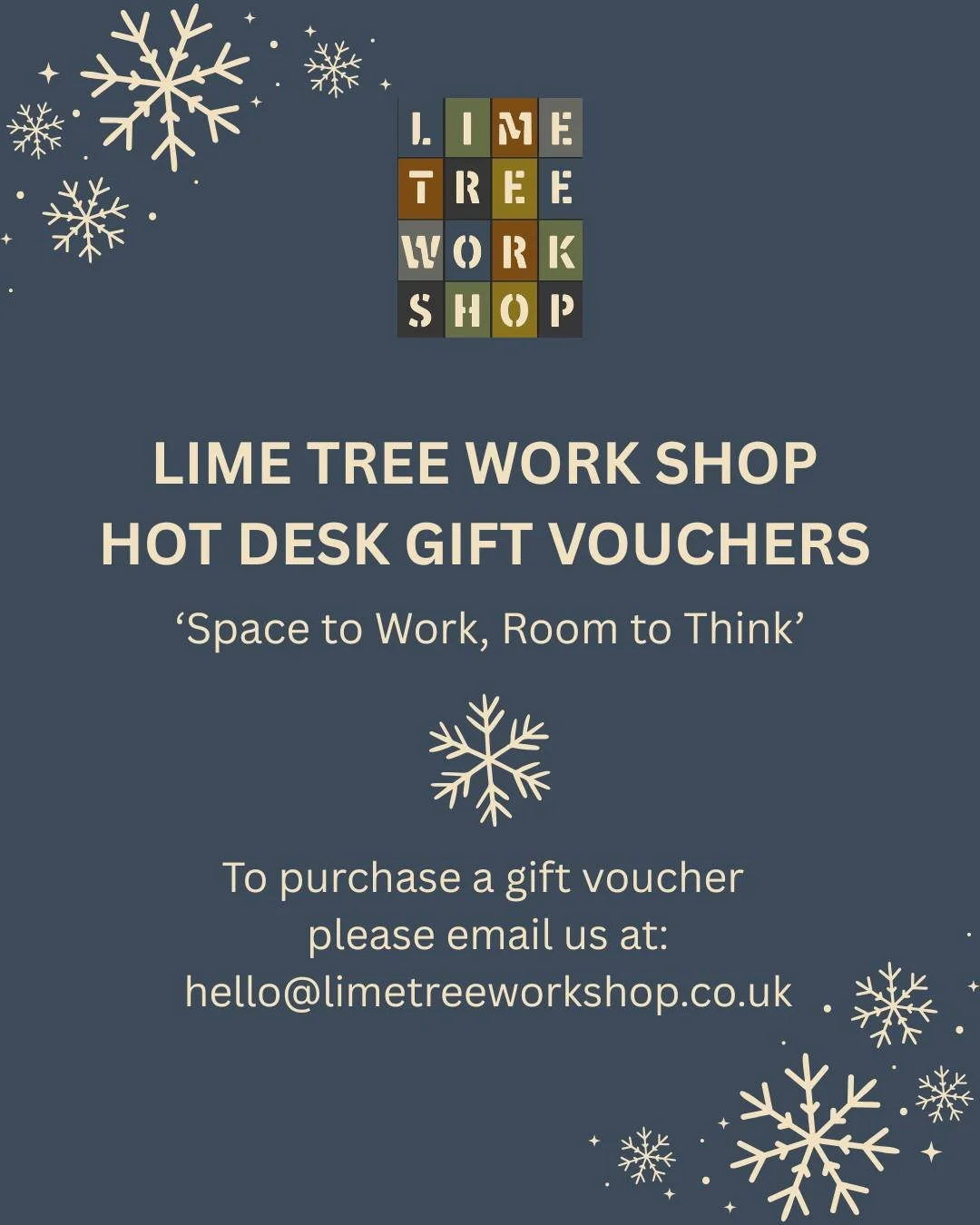 Give the gift of productivity this Christmas!

Our Hot Desk Gift Vouchers are the perfect present for freelancers, remote workers, or anyone who loves a fresh, inspiring workspace.

✔️ Flexible day passes or monthly memberships
✔️ High-speed WiFi
✔️ 