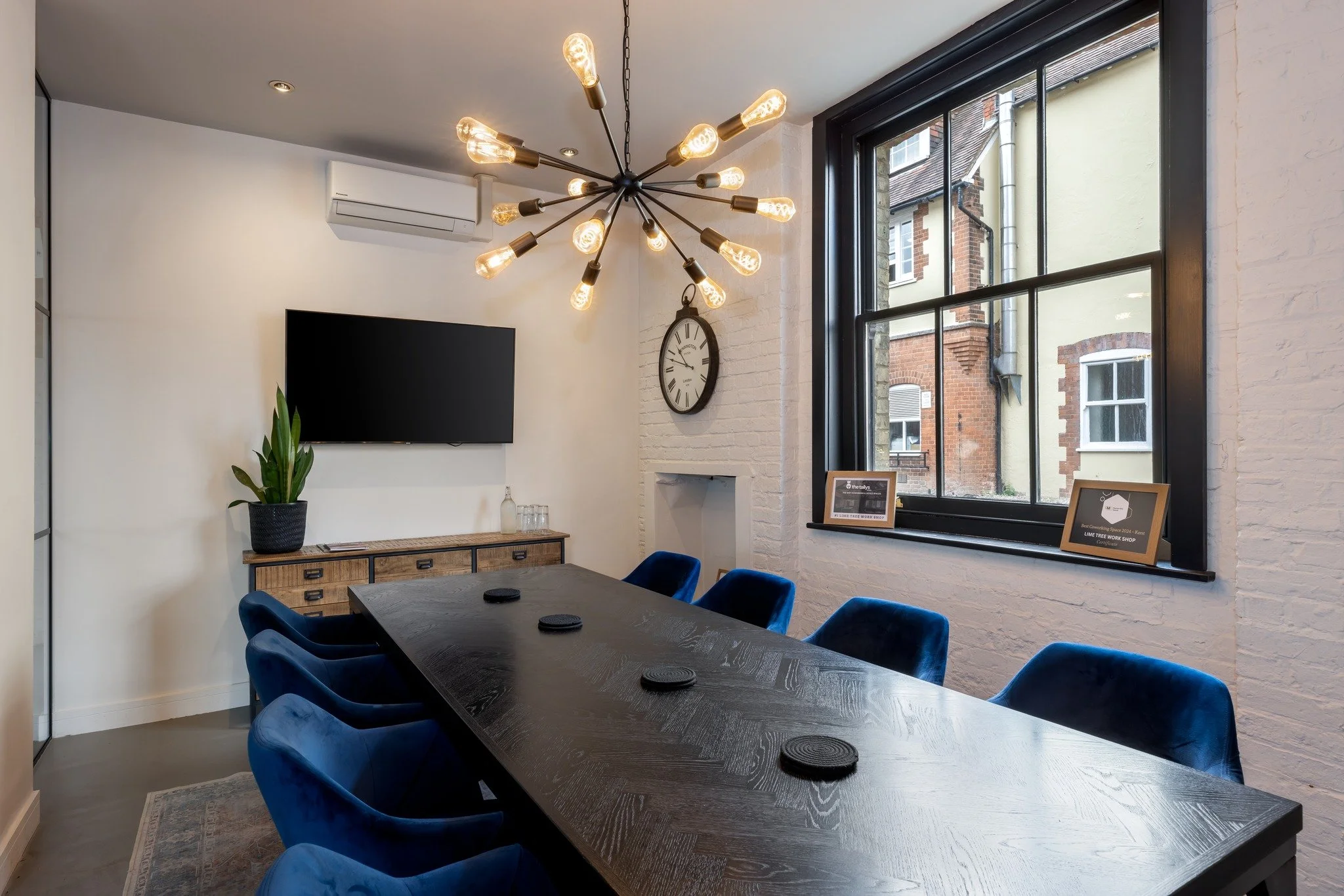 Need somewhere to impress clients? 

Our large meeting room seats eight and includes a 55 inch screen, comfy chairs and unlimited tea and coffee. 

Bookable by the hour, we also offer a discounted day rate.  Visit our website for more details or emai