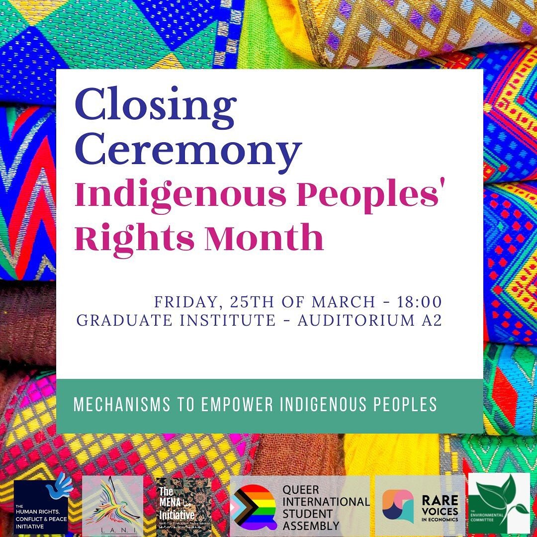 The Indigenous Peoples' Rights Month is almost over!

Join us in the closing ceremony, which will revolve around discussing the main mechanisms for empowering Indigenous Peoples around the world. 

Learn about Indigenous Diplomacy and other mechanism