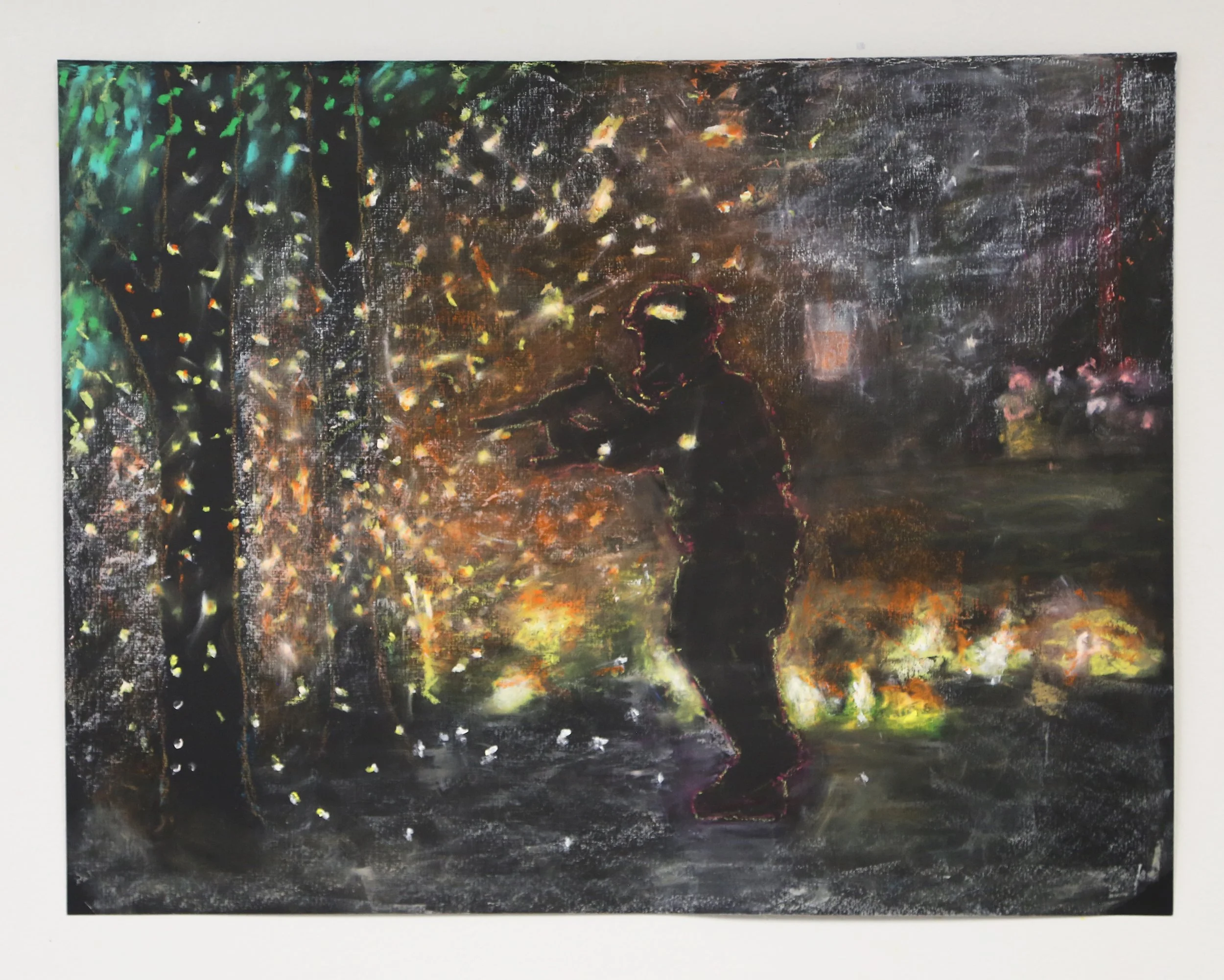 Portland Trees, 2020. 19x26", oil pastel on paper, 2026.