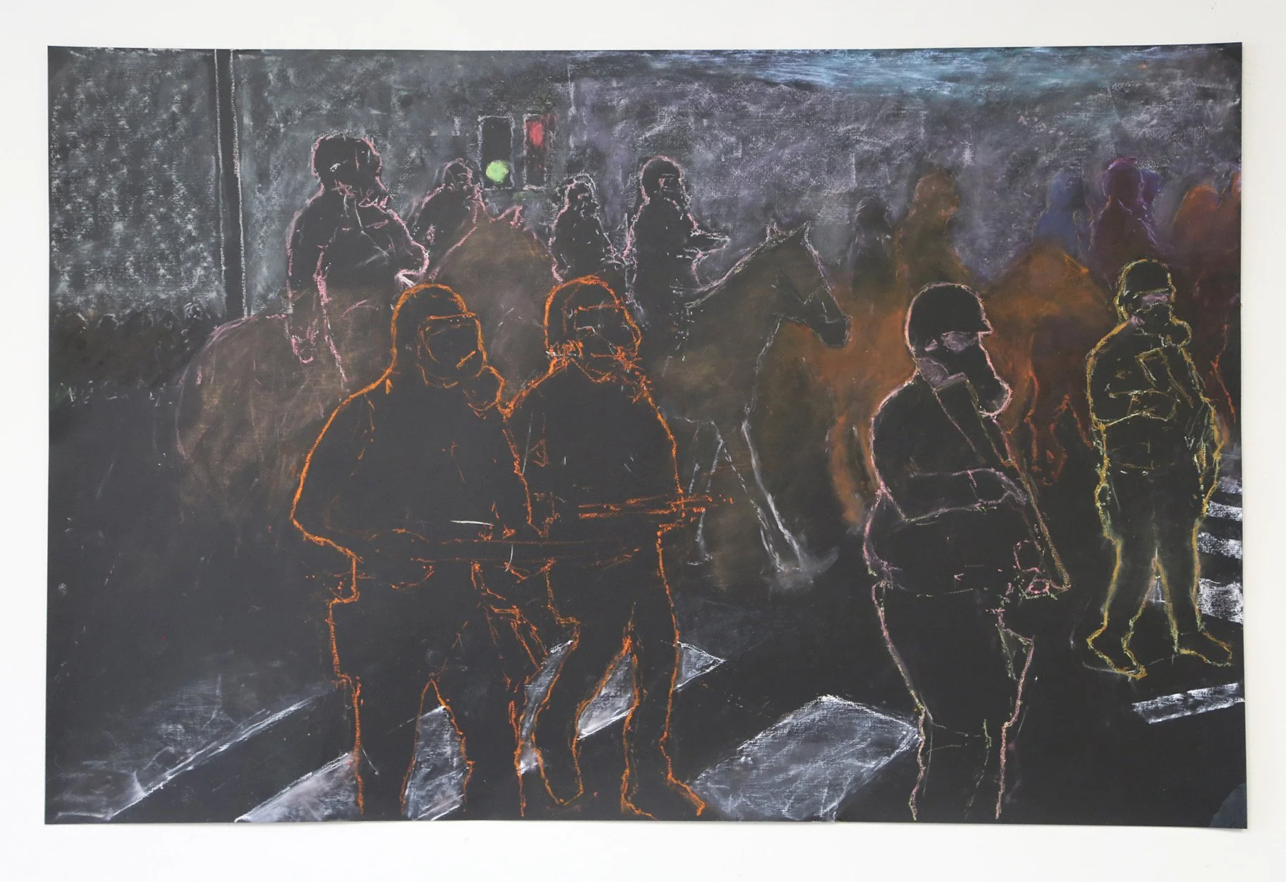 Los Angeles, 2025. 26x41",  oil stick, pastel, 2025.