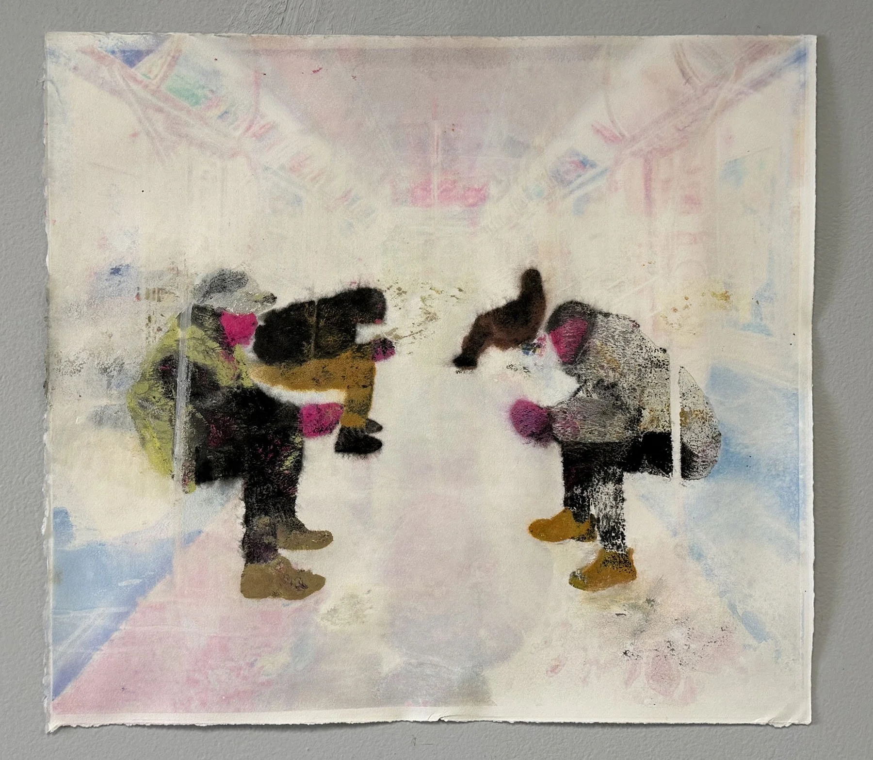 Holding. 20x18", monotype, 2025.