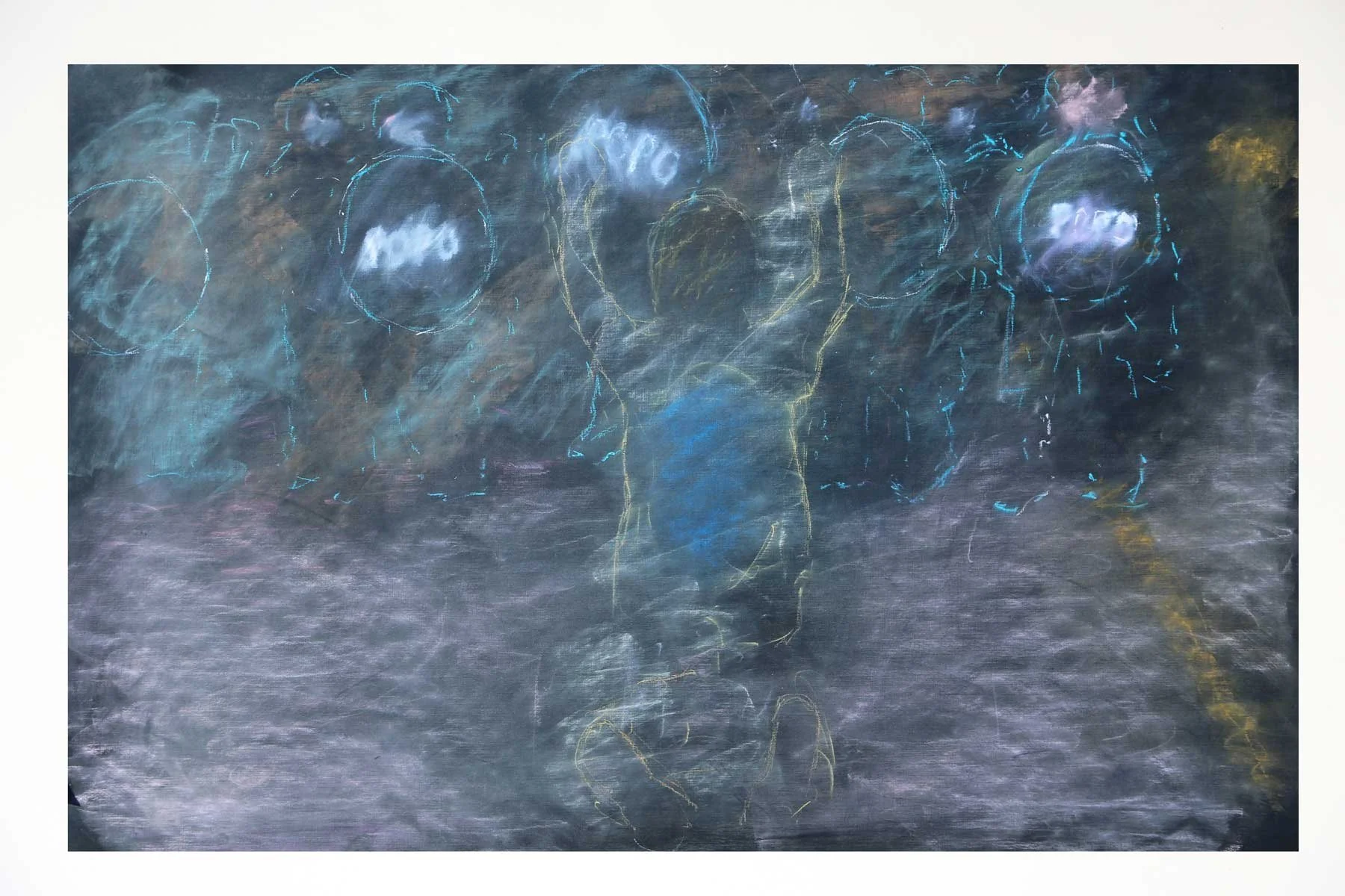 PoPo, 2020.	26x41”, oil pastel, 2025.