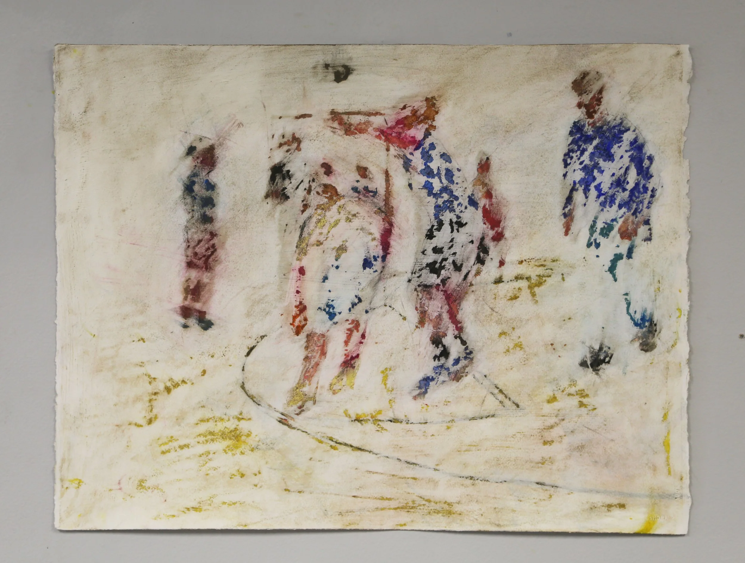BBALL. 19x26", oil pastel, acrylic paint on paper, 2026.