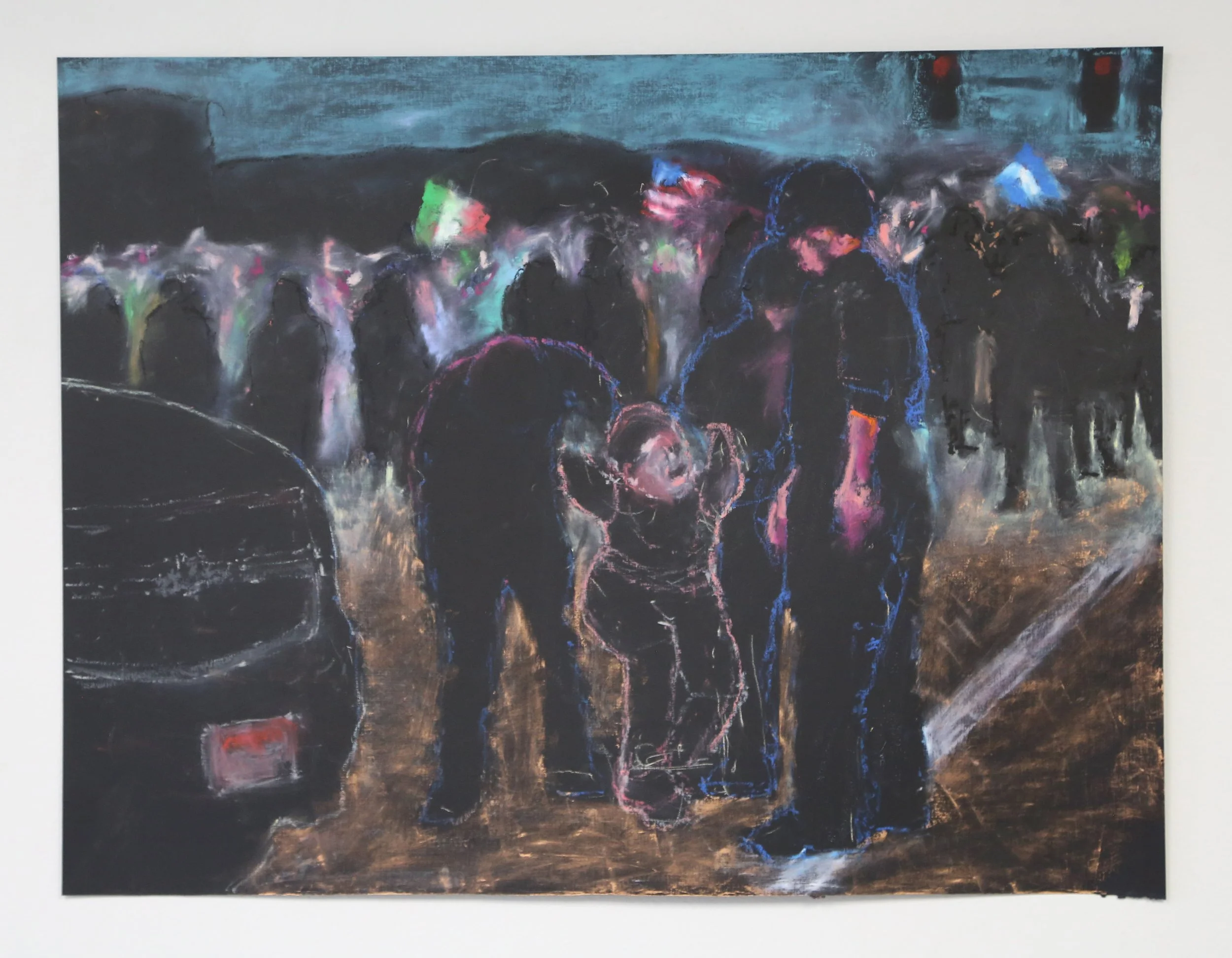 June 6, 2025. 19x26", oil pastel on paper, 2026.