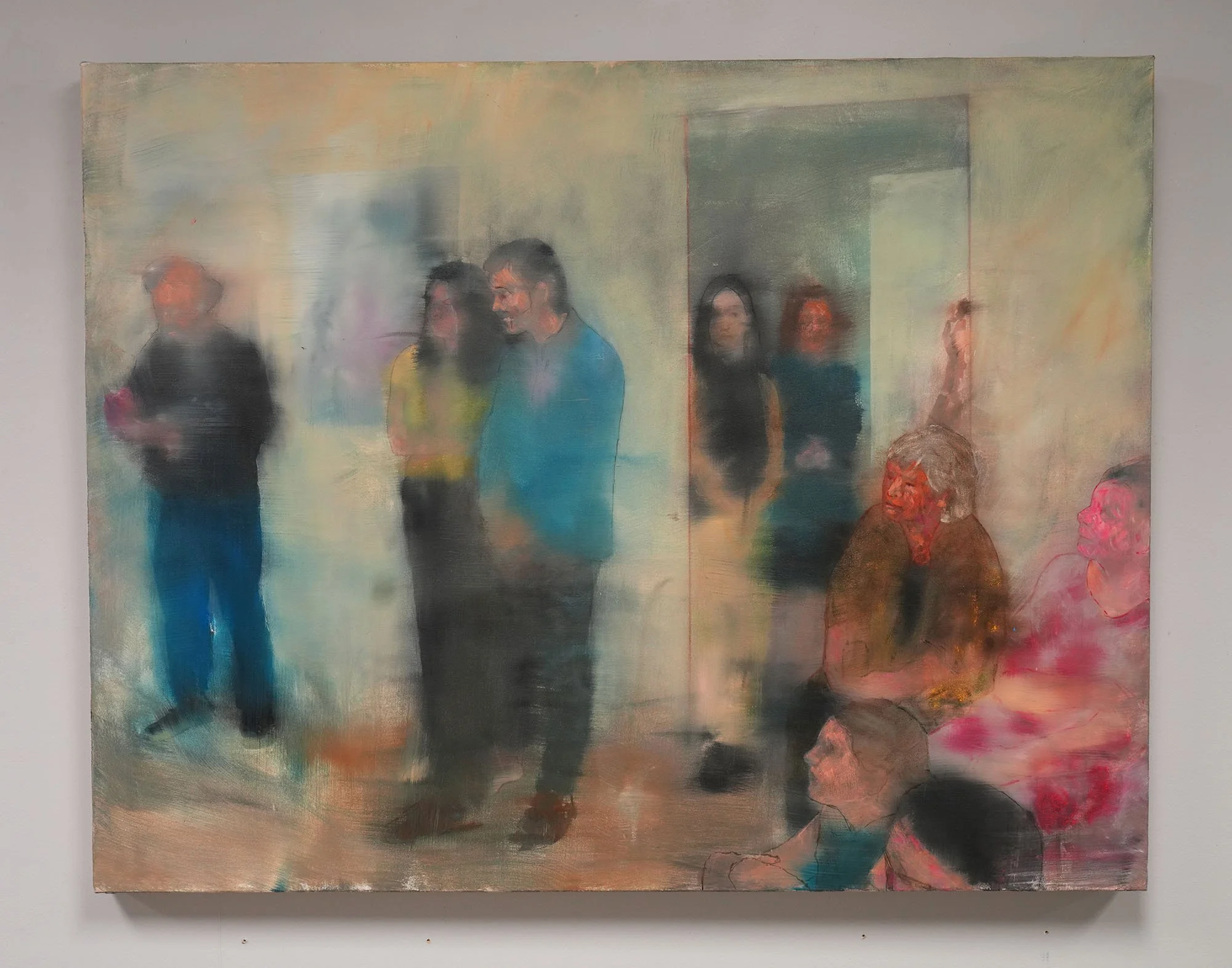 Sit. Stand. Look. Not Look. 48x54", acrylic on canvas, 2026