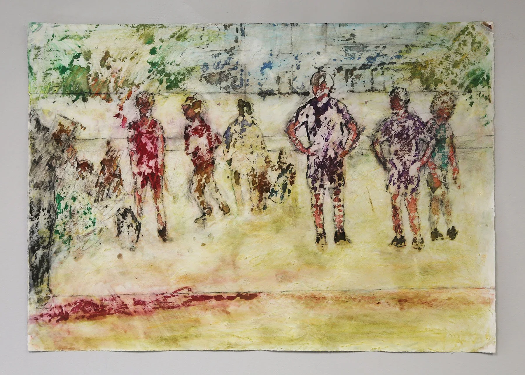 Run Run. 29x41",  oil stick, acrylic, pastel, 2025.