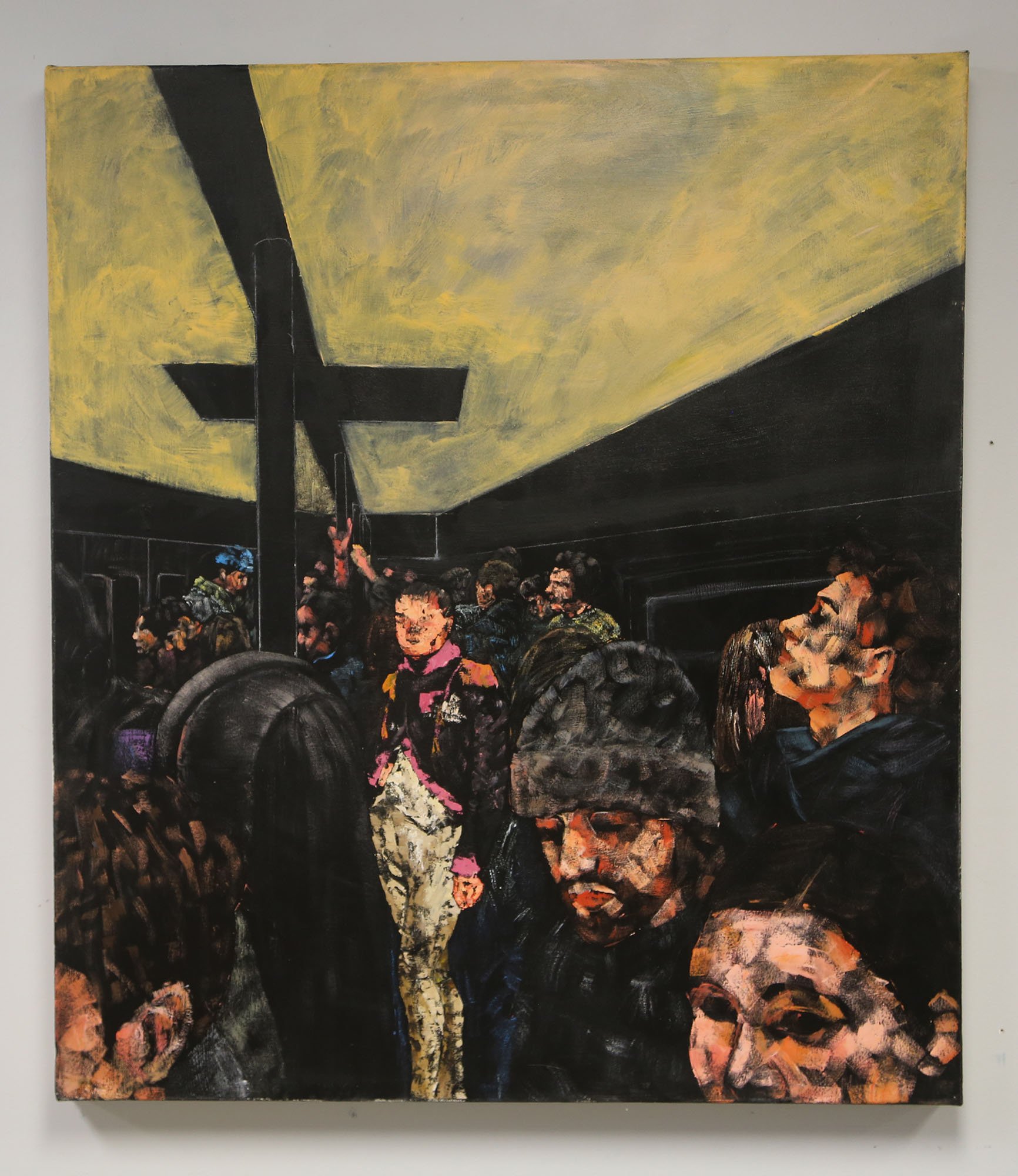 Napoleon dans le Metro. 48x42", acrylic on canvas, 2023