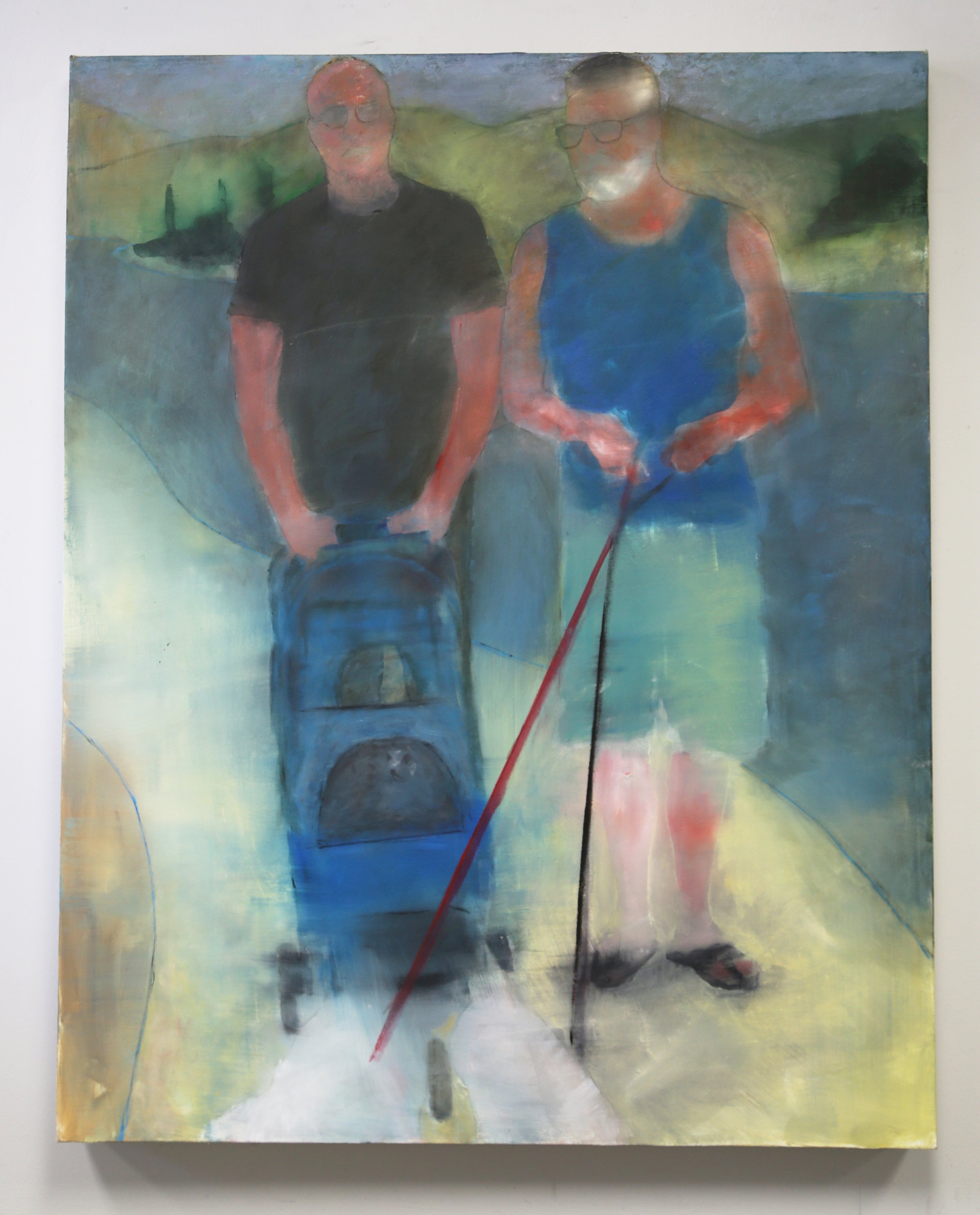 Walking the Cat. 60x48", acrylic on canvas, 2026