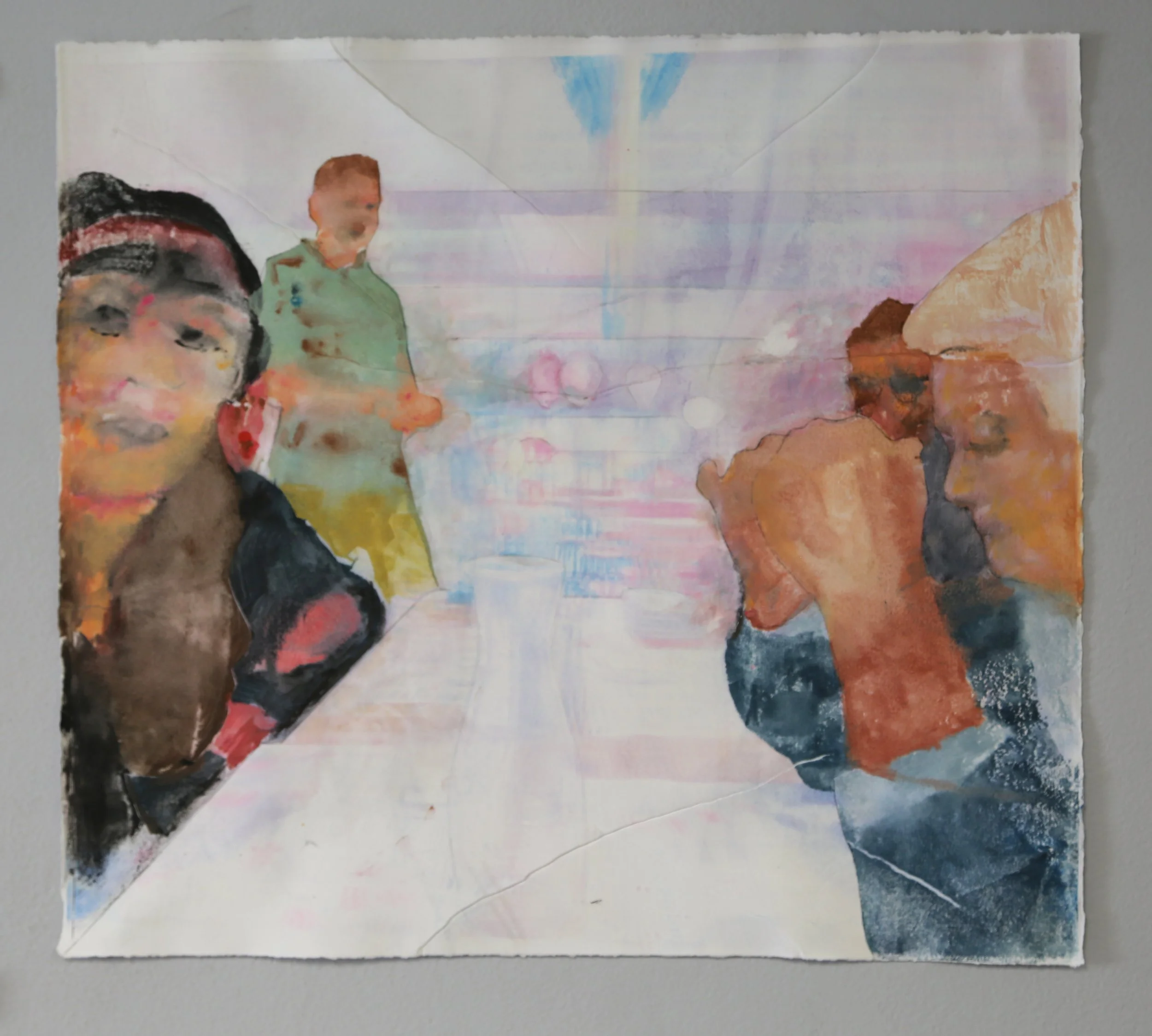 Woman.sat.smile. Men. 18x20", monotype, 2026.