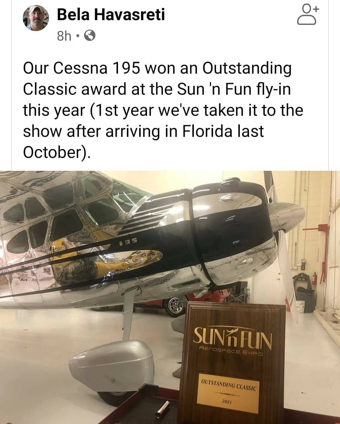 Congratulations to Bela for his outstanding Cessna 195 Classic. What a beautiful airplane 
Wesley Flyers Inc