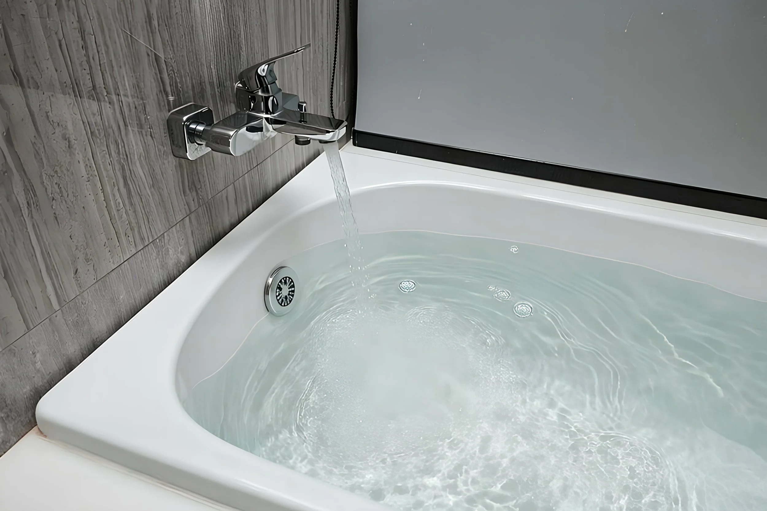 Bathtub full of water