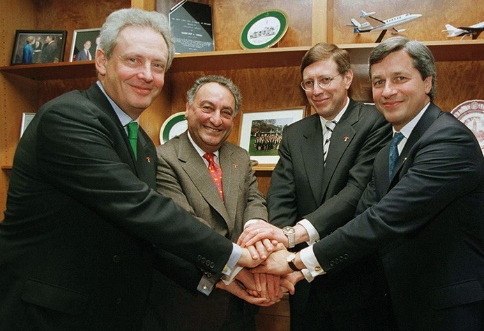 Deryck Maughan, Sandy Weill, Robert Denham,  and Jamie Dimon