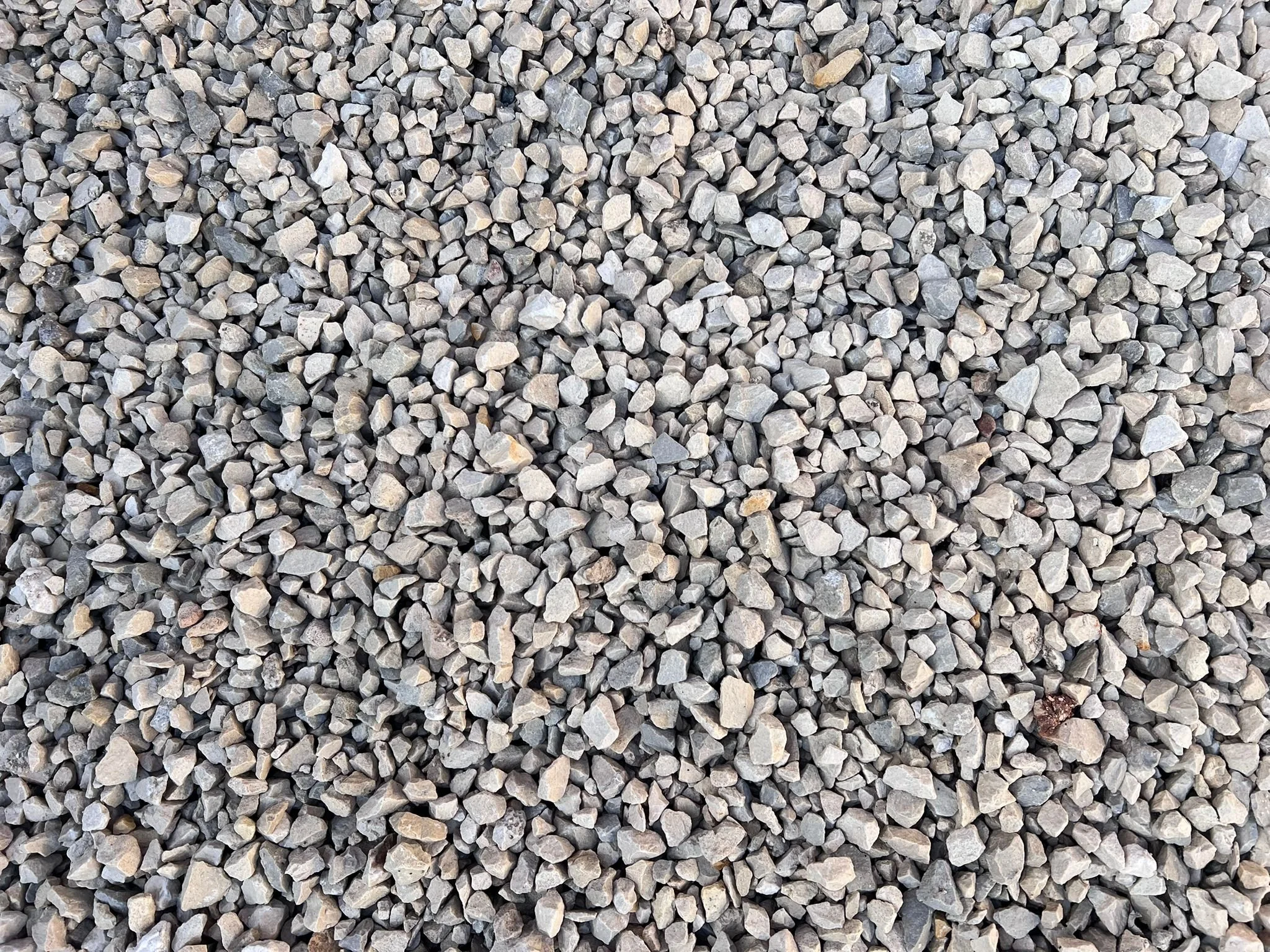 Close-up view of small gray gravel stones scattered on the ground.
