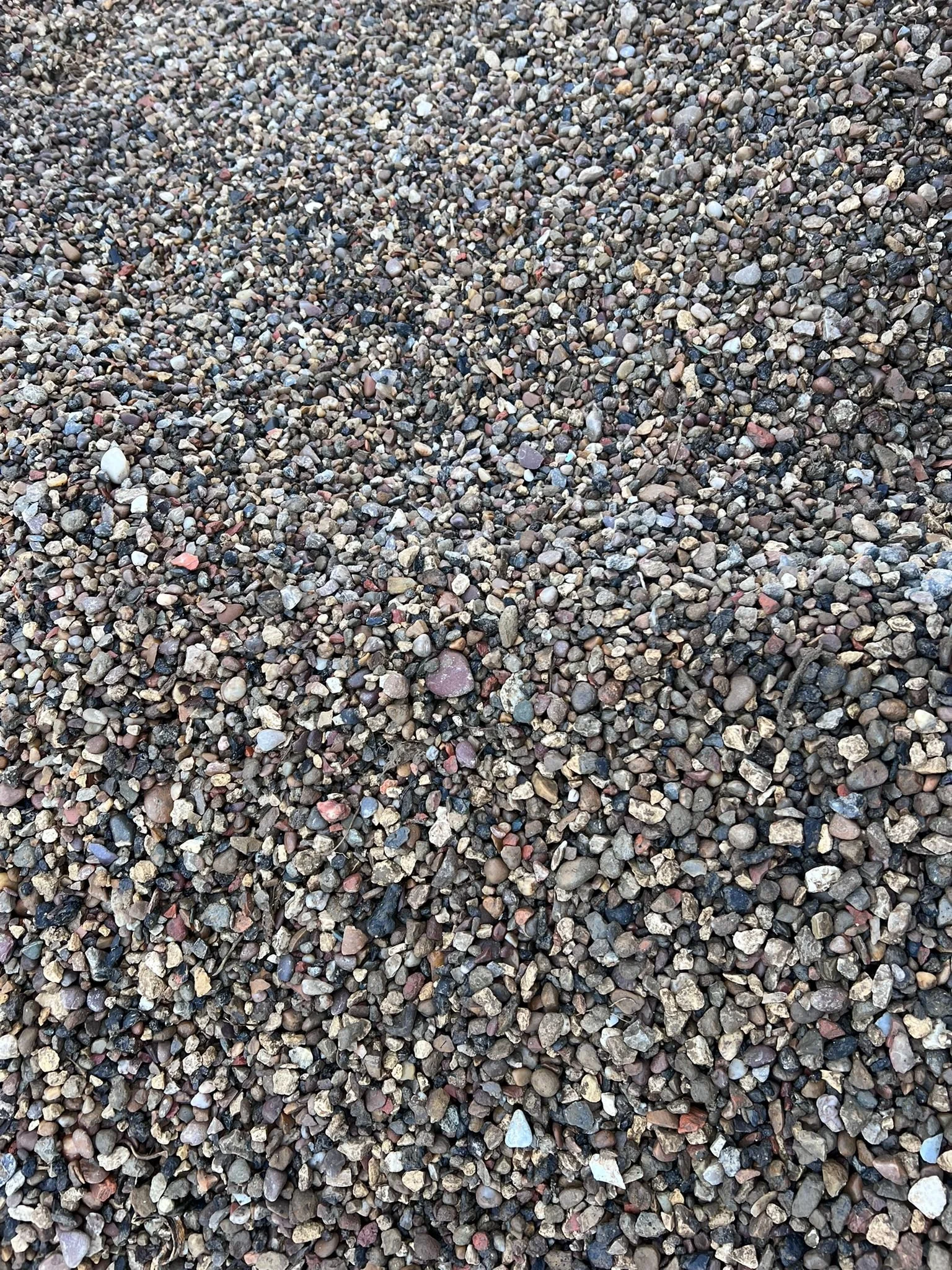 Close-up of a pile of multi-colored small pebbles and gravel.
