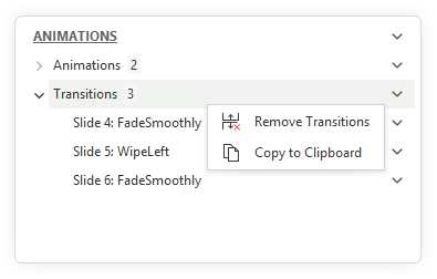 Remove PowerPoint transitions menu in Slidewise