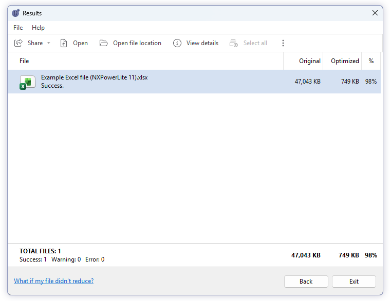 Excel Compressor NXPowerLite Desktop
