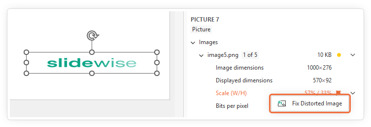 Quick fix option for distorted images in PowerPoint