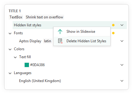 Slidewise Inspector: Delete hidden list styles