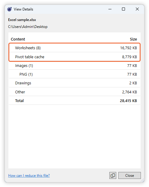Excel XLSX file size audit