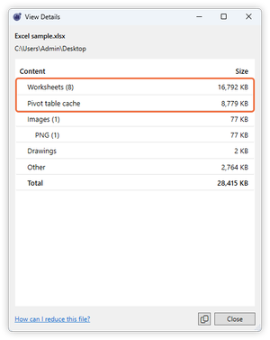 See why your Excel file is so large (How to compress excel files)