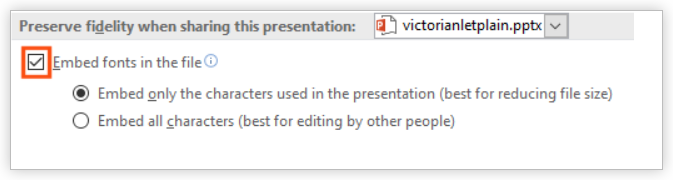 How to embed fonts in PowerPoint