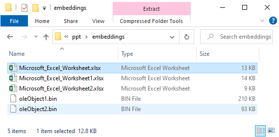 powerpoint find embedded files
