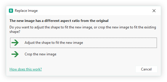 Task dialog with options for how to replace image in PowerPoint with a different aspect ratio image