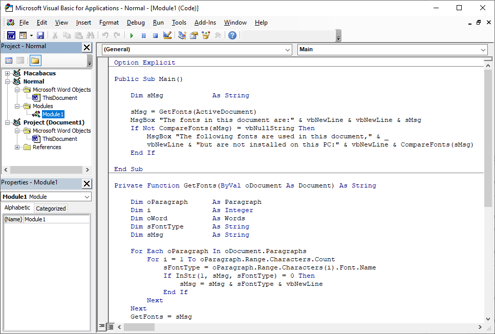 List all fonts used in a document and easily replace fonts in Word