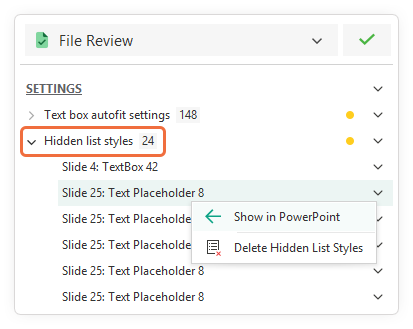 List of text boxes with hidden list styling