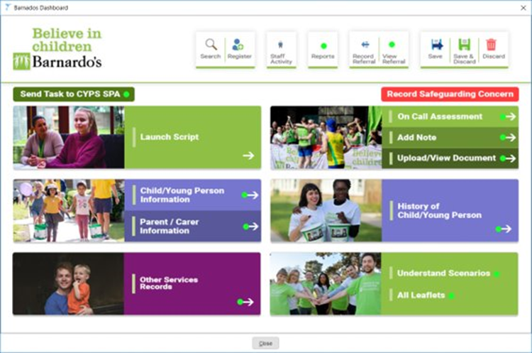 The routes to record a safeguarding concern and sending notes to CAMHS are more prominent