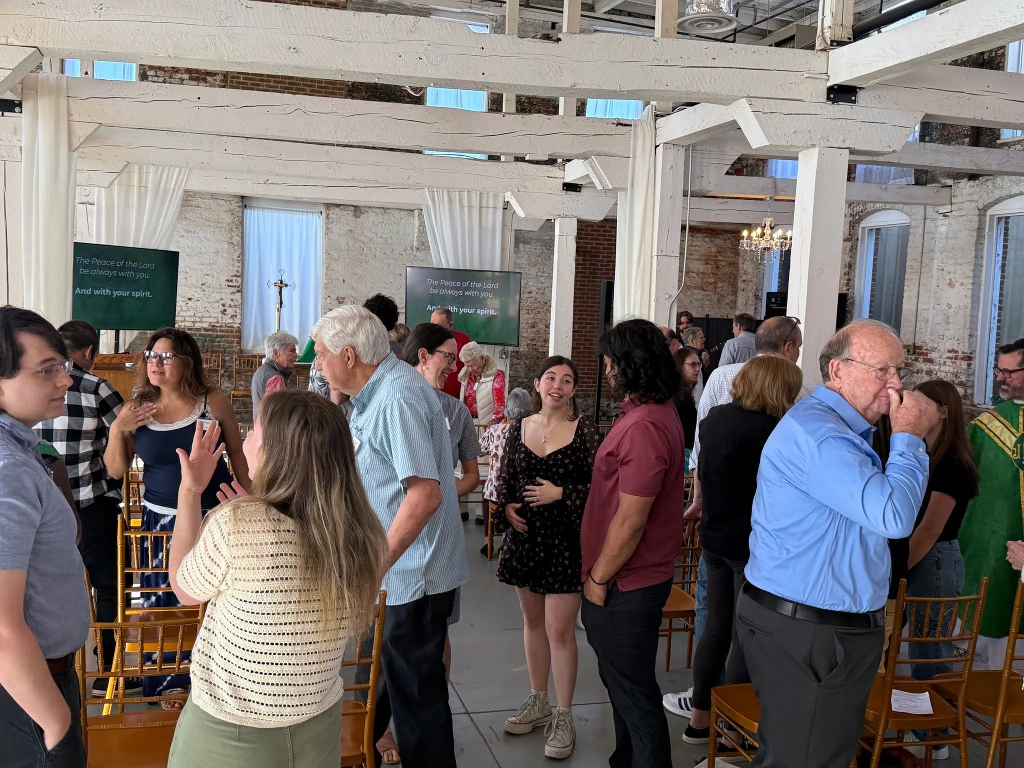"Peace be with you"
During our worship we take a moment to greet one another in the name of the Lord. The Passing of the Peace is time where we embrace all who have embraced Christ.