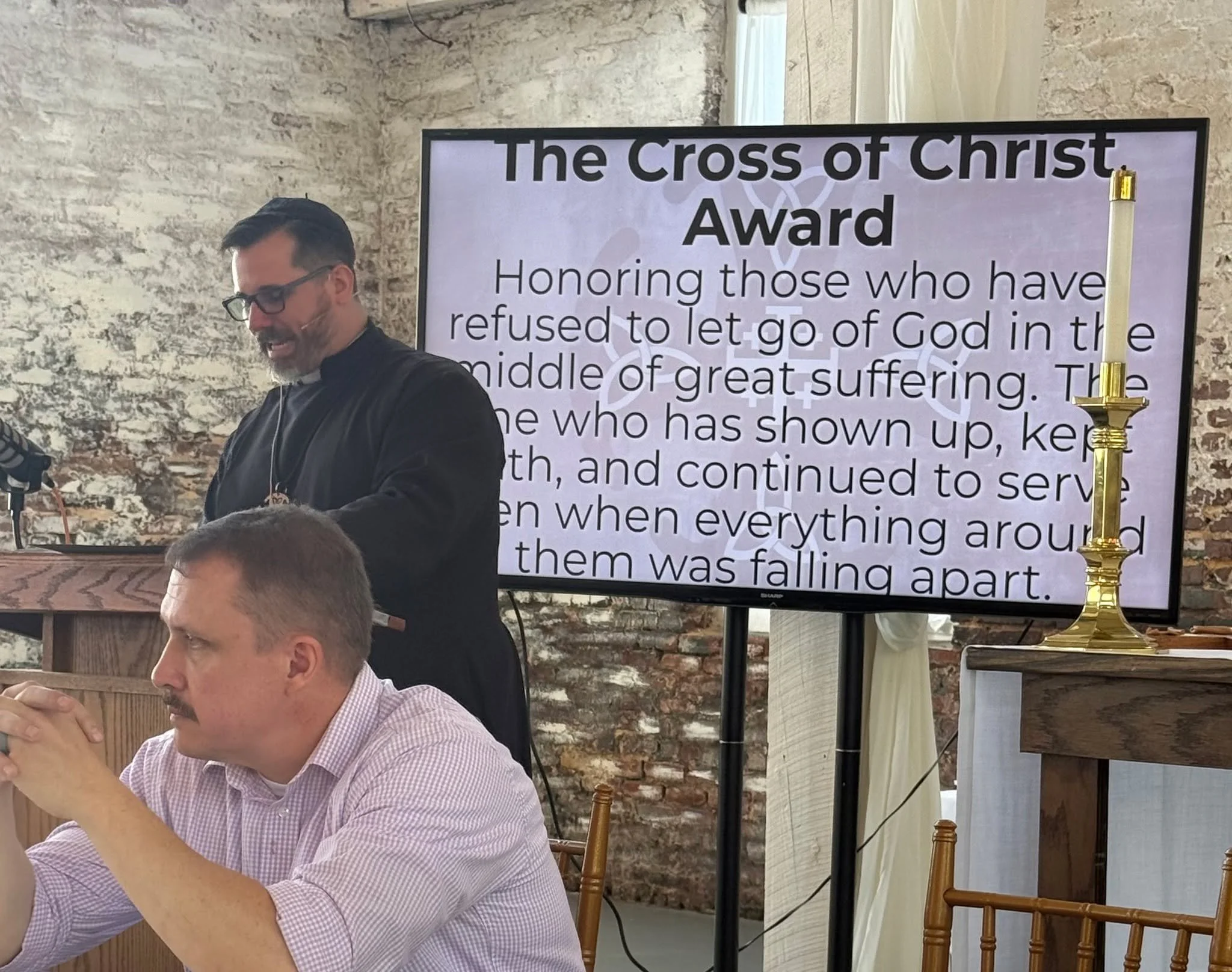 On Sunday we publicly recognized those who have suffered serving Jesus this year

Christians are called to celebrate those who suffer for Christ because such suffering is seen not as defeat but as a profound participation in the sufferings of Jesus h