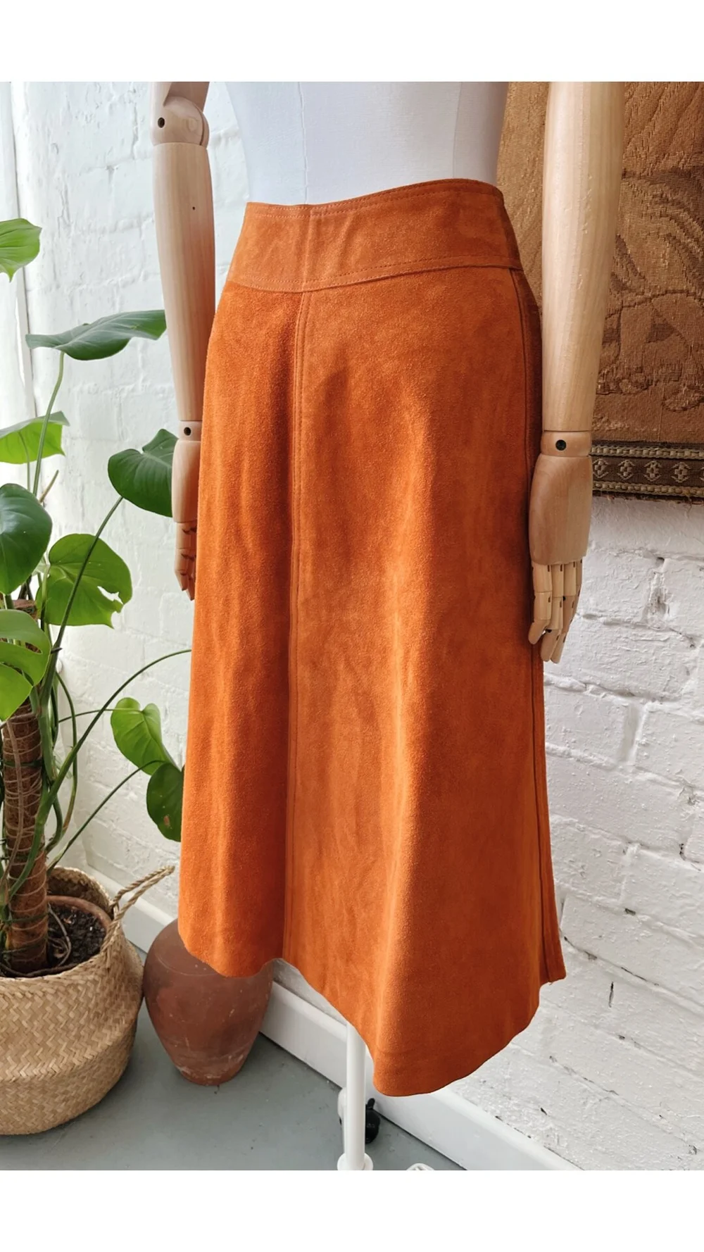 Orange best sale suede skirt