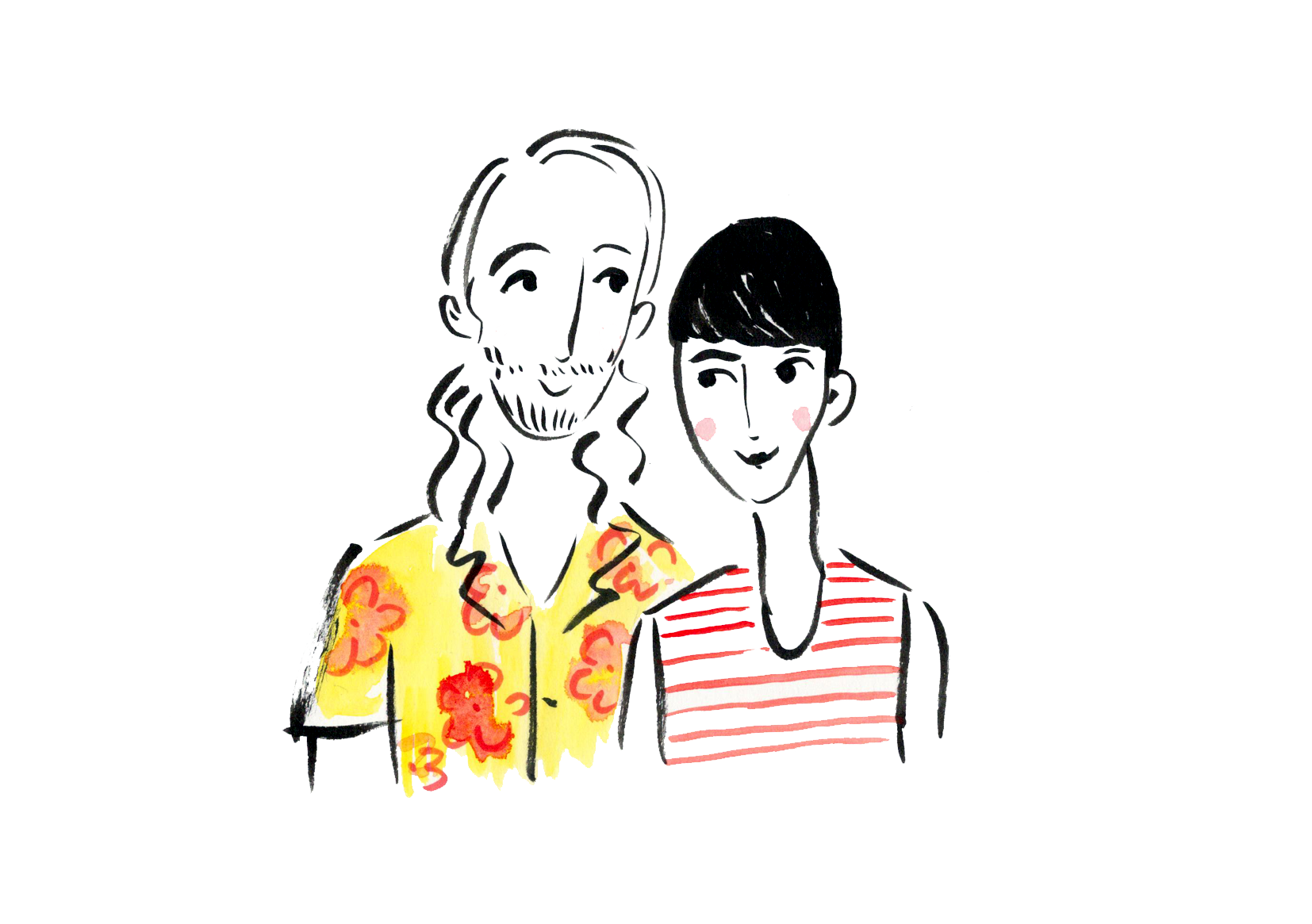 Live drawing portrait fashion illustration in ink