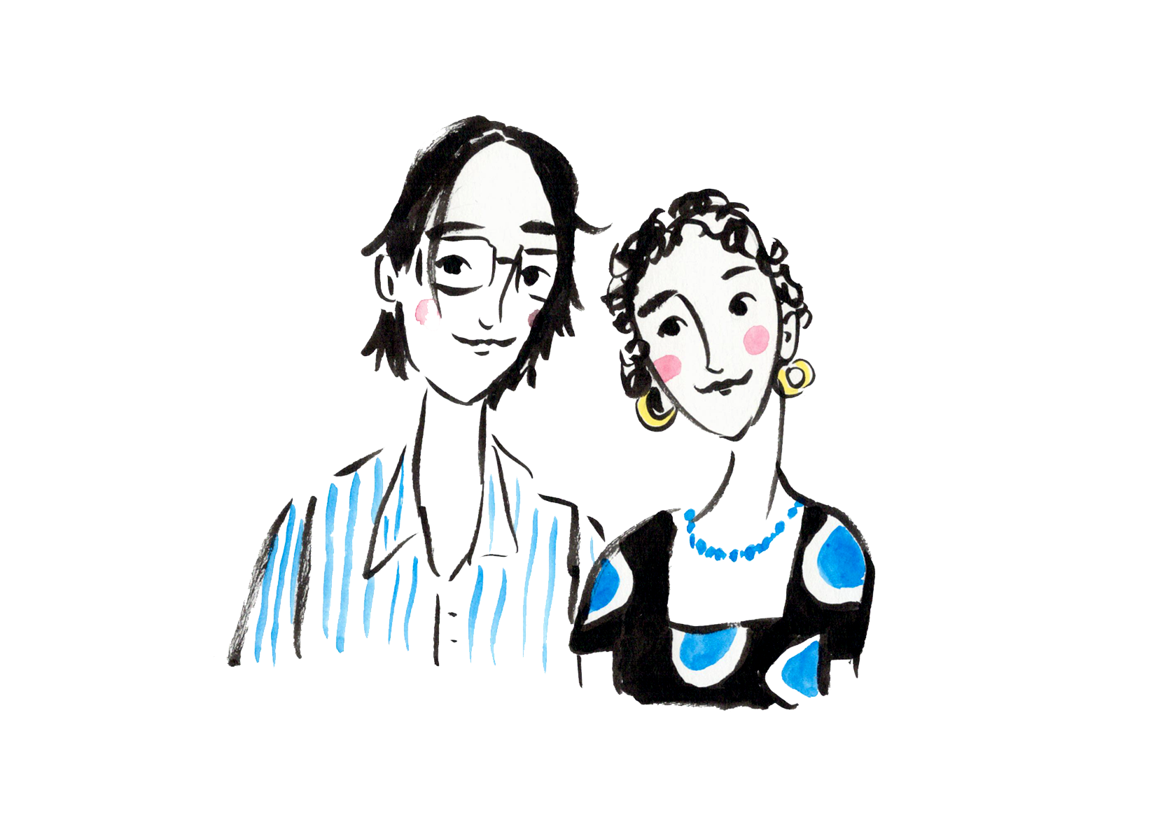 Live drawing portrait fashion illustration in ink