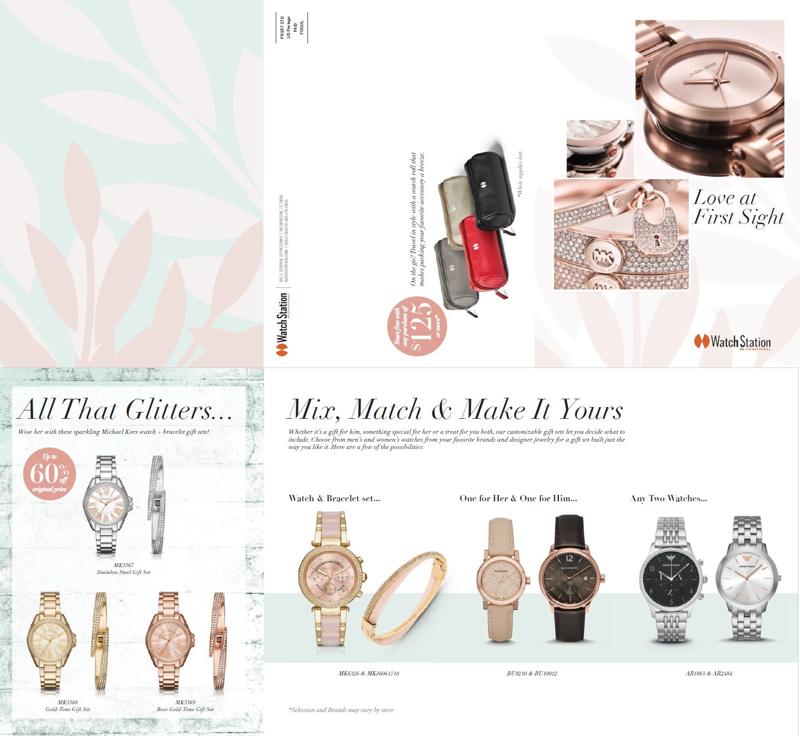 WatchStation - Spring 2017 - Valentine's Day Direct Mailer: Nationally distributed direct mail brochure for Valentine's Day offers for WatchStation stores and WatchStation.com, Spring 2017.