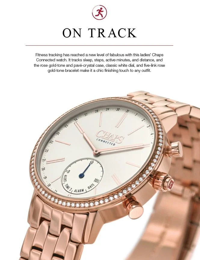Chaps Connected Watches Holiday 2016 Consumer Brochure: Nationally distributed consumer brochure for Chaps Connected watches for Holiday 2016.