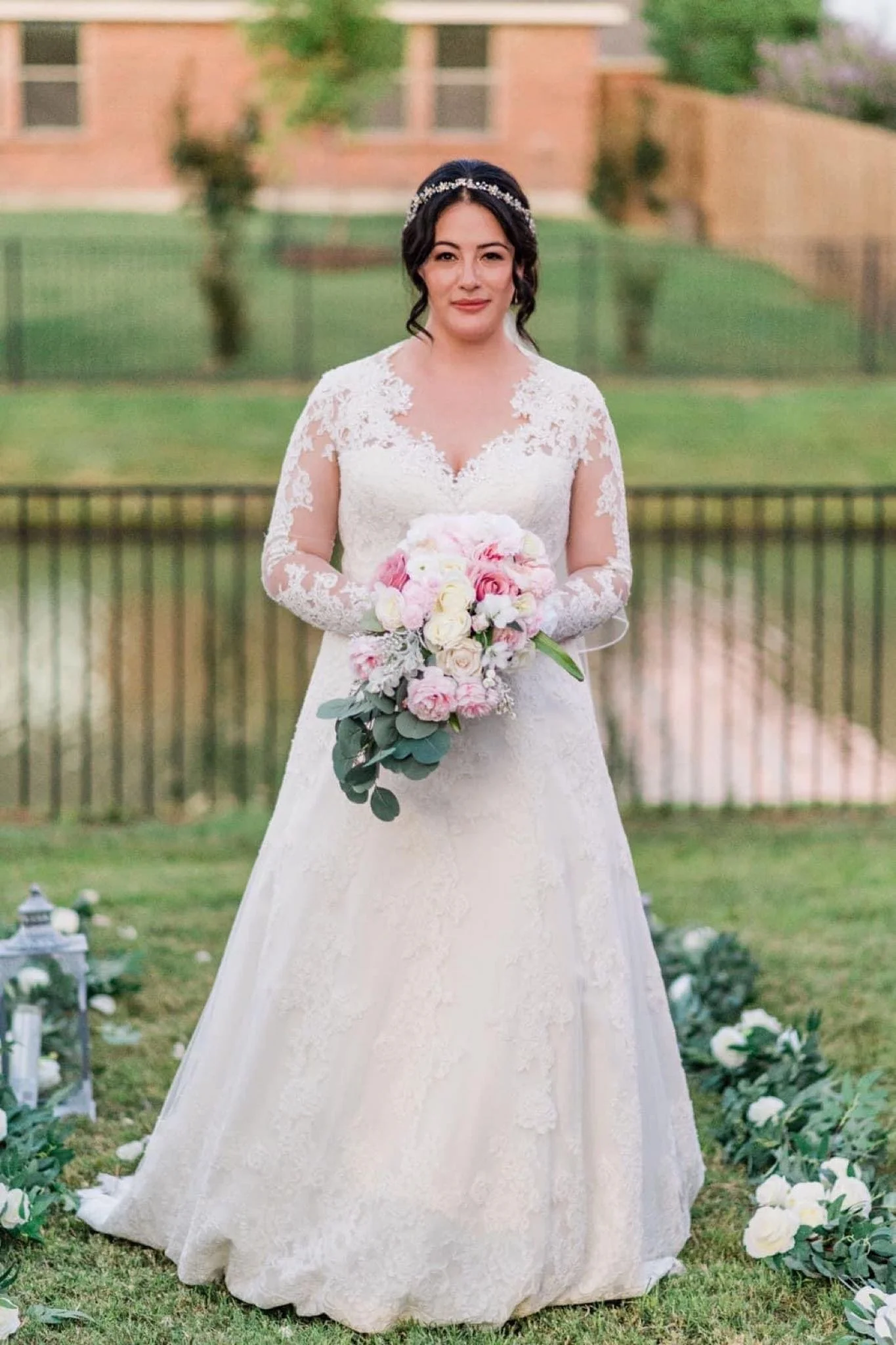 bride walking down the isle with flower bouquet