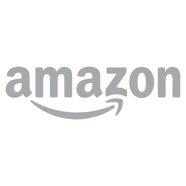 Amazon logo in gray on a black background.