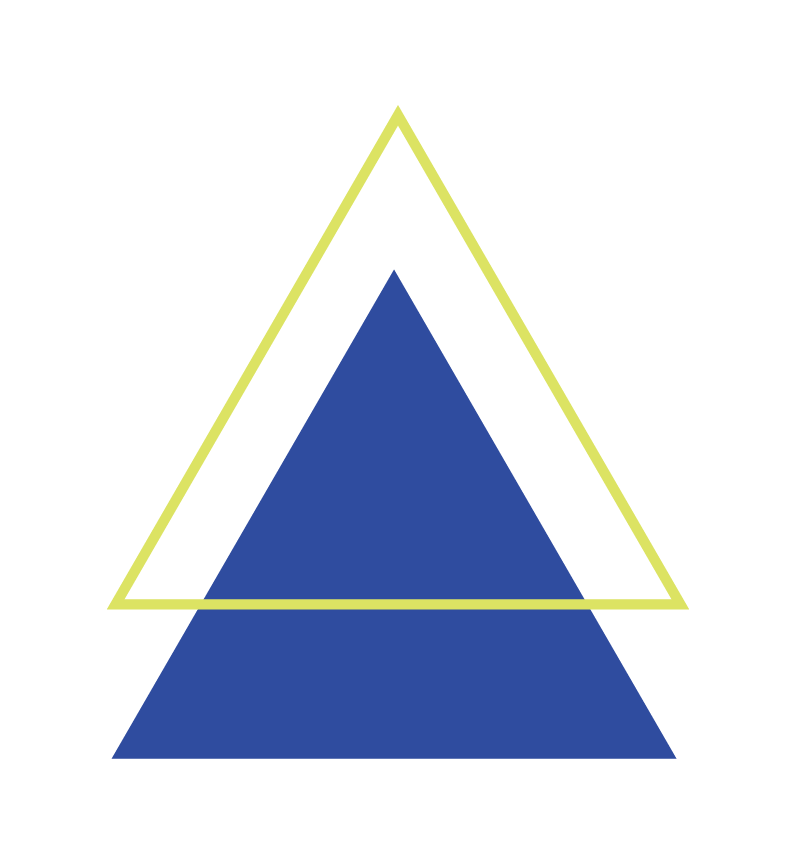 Two triangles, one yellow outlined and one blue solid, overlapping each other on a black background