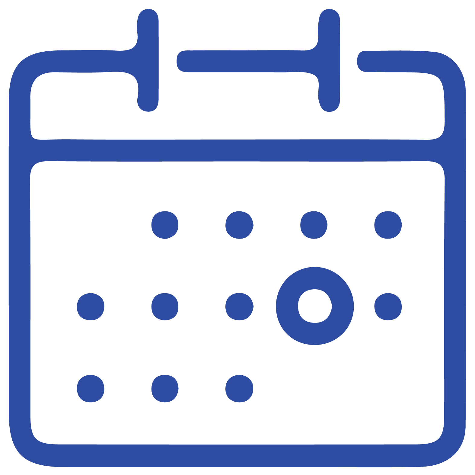 Blue icon of a washing machine with a front door, control panel, and circular dial.