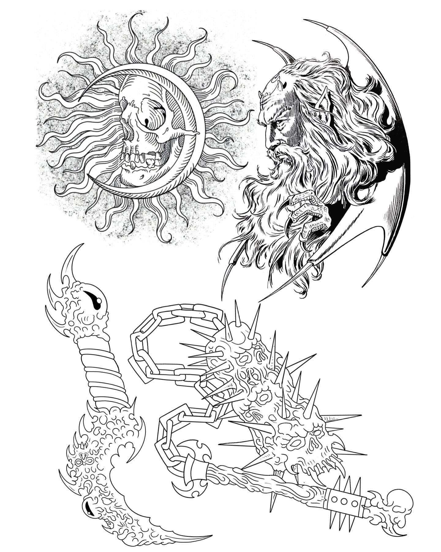 Here are some designs I drew up that I would love to tattoo! If you are interested in any of them just call @inkedarts or DM me for booking details. Thanks for looking!!!