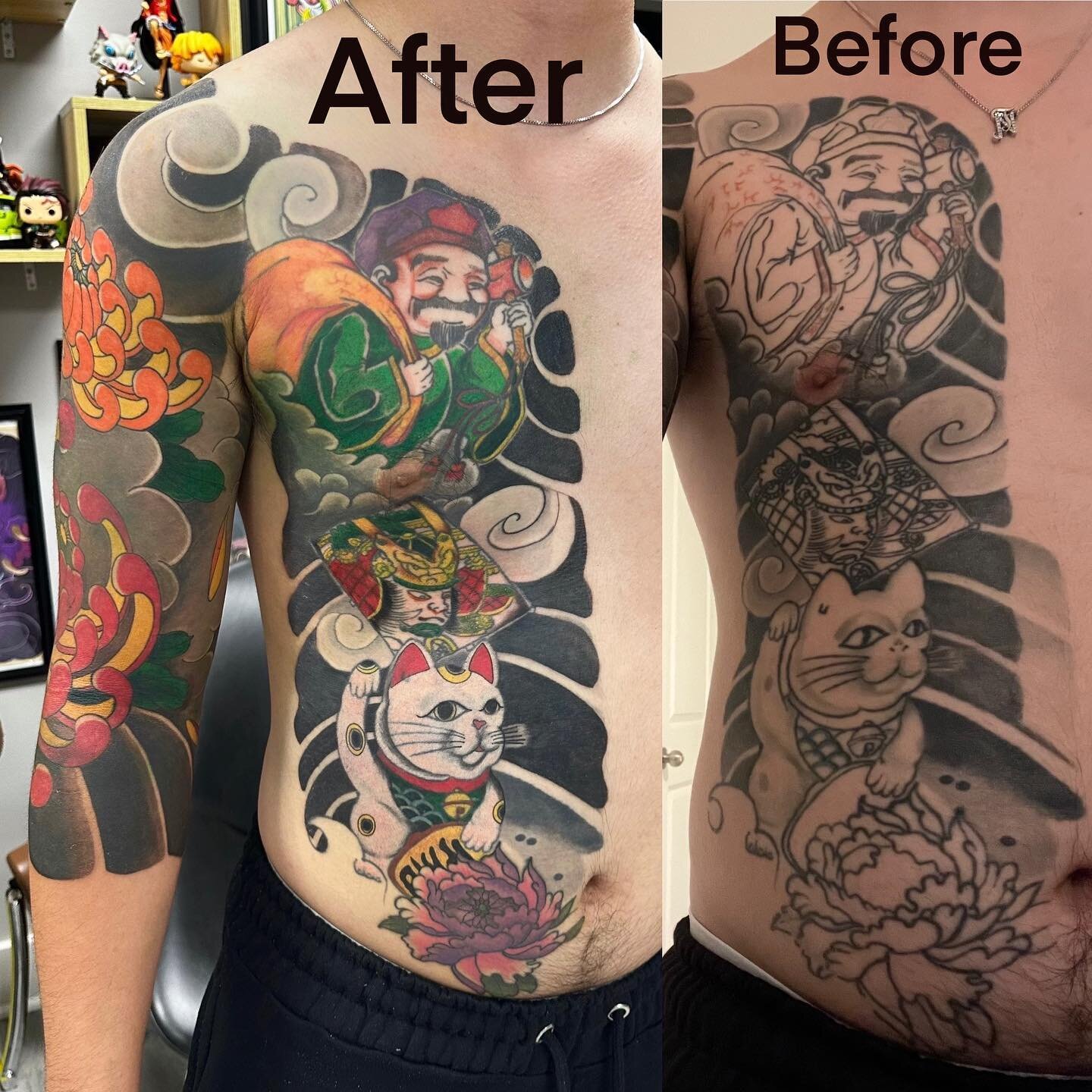 Finish Japanese style project. &quot;Before&quot; is from another tattoo artist. 

If you want to get cover up tattoo, send us a message

#japanesestyletattoo #tattooshop #tattooartist #coveruptattoo #tattooideas