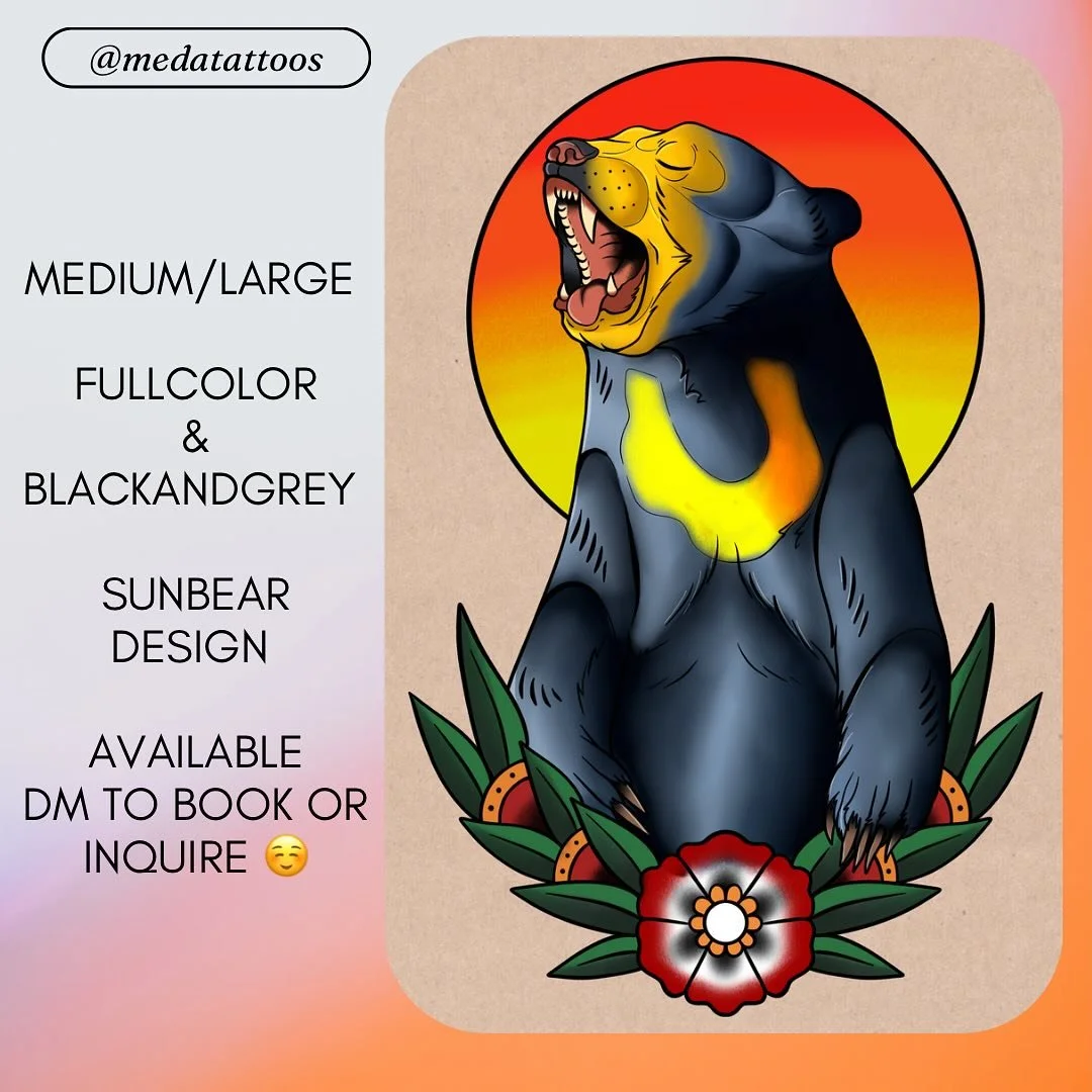 New Sunbear needs a home ☺️✌🏽
DM to book or questions about pricing!
.
.
.
.
.
.
.
#neotrad #traditionaltattoo #blackandgrey #colortattoo #flash #tattooflash #georgiatattoo #georgiatattooartist