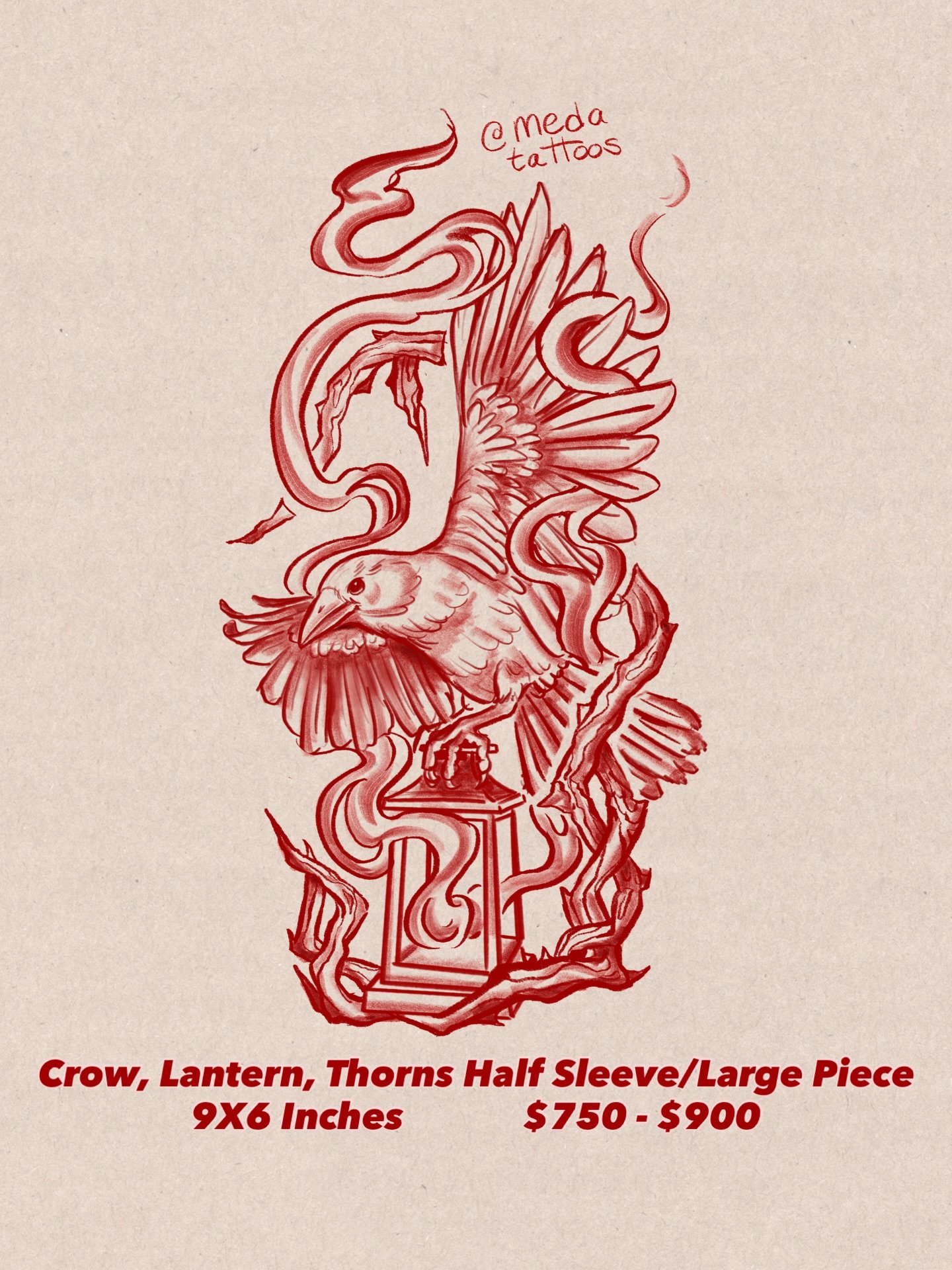 Crow, Lantern, Thorny Sleeve design fresh for you 🫶🏼🐦&zwj;⬛😎
Looking to give this crow a home? Message me for questions and booking 📖
Which animal should I draw next? 🤔